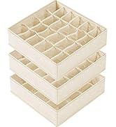 Criusia 3 Pack Sock Underwear Organizer Dividers, 64 Cell Fabric Foldable Cabinet Closet Organize...