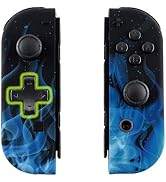 eXtremeRate Blue Flame Soft Touch Joycon Handheld Controller Housing (D-Pad Version) w/Full Butto...