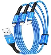 Multi Charging Cable 2Pack 6FT, 3 in 1 Charger Cable Braided Universal Phone Charging Cord with L...