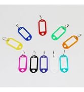 12Pcs Colour Ring Keyring Reusable Plastic ID Label Key Tags Split Tough Plastic Key Tags with Sp...