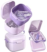 MURRI&MURRDI Retainer Case 2 Pack, Denture Case with Mirror, Denture Bath Box with Strainer Baske...