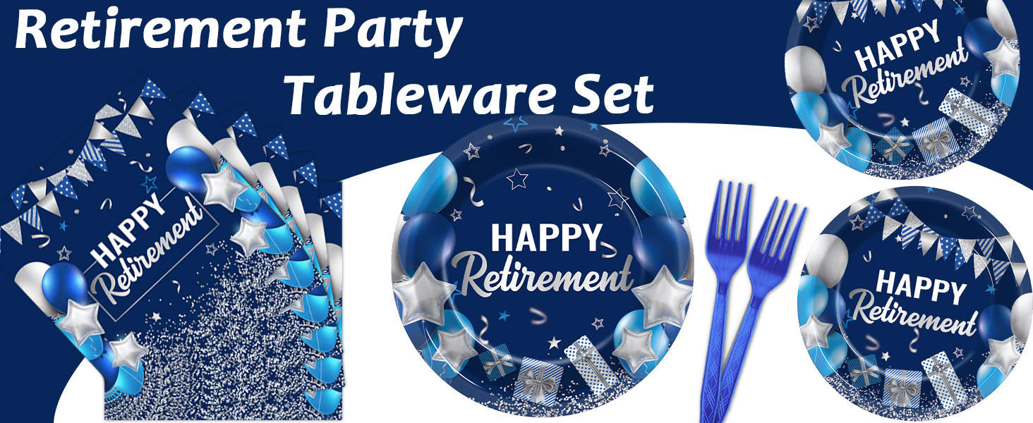 gisgfim 96 Pcs Retirement Party Plates and Napkins Party Supplies
