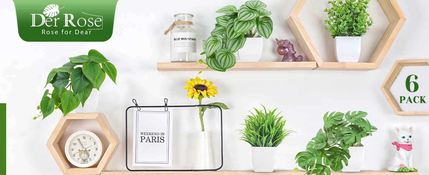 Fake Small Artificial Plants for Home Office Desk Bathroom Aesthetic Farmhouse Room Decor Indoor