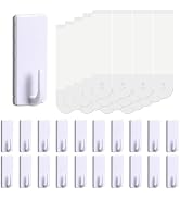 Gluest Damage Free Hanging Hook, 20pcs Wall Hooks with 20 Adhesive Strips, Removable Wall Hook fo...