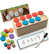 SYNARRY Wooden Ten-Frame Set Math Manipulatives for Kindergarten Elementary 1st 2nd Grade Homesch...