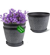 Quarut 10 Inch Flower Pots Planters for Outdoor Indoor, 3 Pack Plastic Plant Pots with Drainage H...