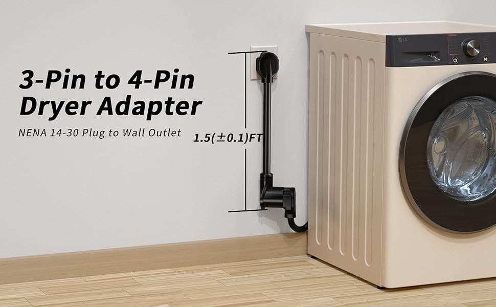 4 to 3 prong dryer plug adapter