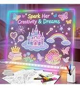 Lumiboard Led Drawing Board with 8 Colors, 13"x10" Acrylic Dry Erase Board with 13 Light Effects,...