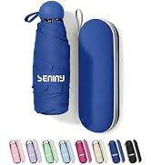 Seniny Mini Portable Travel Umbrella with Case - Compact Umbrellas for Rain & Sun UV Protection f...