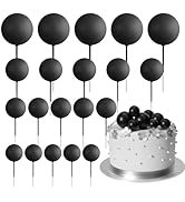 ASTARON 20 Pcs Ball Cake Topper Decorations Mini Balloons Cake Topper Sticks Black Balls Cake Pic...