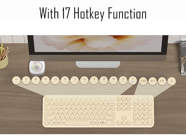 Quiet Bluetooth Keyboard - Multi-Device Aesthetic Wireless Keyboard