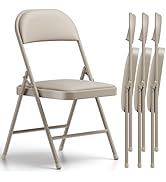 Folding Chairs 4 Pack, PU Leather Padded Folding Chairs for Outside and Indoor, Heavy Duty Portab...