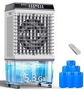 Uthfy Evaporative Air Cooler, 3-IN-1 Swamp Cooler with 5.3 Gallon Water Tank, 6 Ice Packs, Remote...