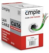 Cmple - Cat6 Plenum Ethernet Cable 1000ft, Cat 6 Cable (CMP) 550MHz Unshielded Twisted Pair (UTP)...