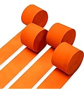 PartyWoo Crepe Paper Streamers 4 Rolls 328ft, Pack of Deep Orange Crepe Paper for Party Decoratio...