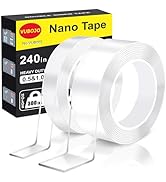 VUBOJO 2 Rolls Double Sided Tape Heavy Duty - 240" x 1.0" & 0.5" -Removable Nano Double Sided Adh...