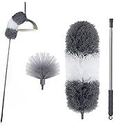 BOOMJOY Microfiber Feather Duster and Cobweb Duster, Bendable Duster with 100 inches Extension Po...