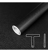 LXCREAT Black Wallpaper Peel and Stick, Black Contact Paper 17.71in×118in for Bedroom Renter Frie...
