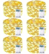 6-Pack Fairy Lights Battery Operated with Timer, 16FT 50 LED String Lights Indoor Outdoor, Cuttab...