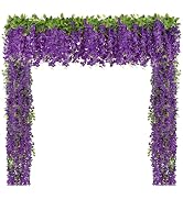U'Artlines 5Pcs 7.2 Ft/Piece Artificial Wisteria Garland Silk Fake Purple Wisteria Flowers Hangin...