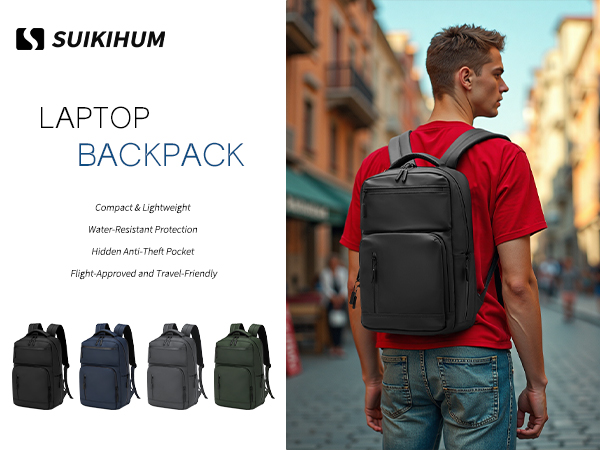 Laptop Backpack 4 color, black, blue, gray and green