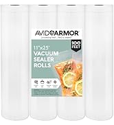 Avid Armor Vacuum Sealer Bags 11" x 25' Rolls 4 Pack for Foodsaver, Seal a Meal Vacuum Sealer Fit...