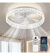 Auzev Low Profile Ceiling Fan Lights with Remote & APP Control, Flush Mount Light Fan Ceiling fix...