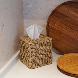 Seagrass tissue box in the dinning room.