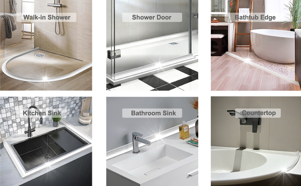 Shower Threshold Water Dam Silicone Shower Water Guard Collapsible Shower Door Bottom Seal