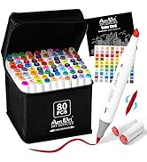 Aen Art Alcohol Brush Tip Markers, 80 Colors Dual Tip Art Marker Set with Carrying Case, Perfect ...