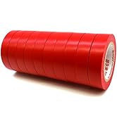 Maveek 10 Rolls PVC Electrical Insulation Tapes, Waterproof Red Tapes, Rated up to 600 Volts and ...