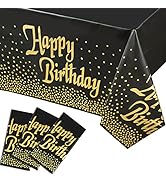 3 Pack Happy Birthday Tablecloth – Premium 54 X 108 Happy Birthday Decorations, Table Cover for P...