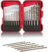HIDOTOL Cobalt Drill Bit Set 15 PCS + 6PCS Free - M35 High Speed Steel Twist Jobber Length Drill ...