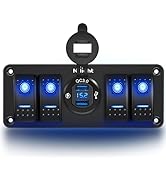 Nilight 4 Gang Rocker Switch Panel with USB Charger Voltmeter Waterproof 12V-24V DC Rocker Switch...