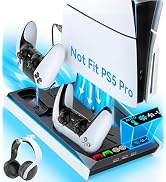 PS5 / PS5 Slim Cooling Station with Auto Turbofan & 3-Level Speeds, PS5 Stand, Cooling Fan Statio...