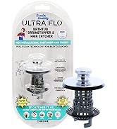 Drain Buddy Ultra Flo No Installation 2 in 1 Clog Preventing Tub Drain Stopper and Hair Catcher f...