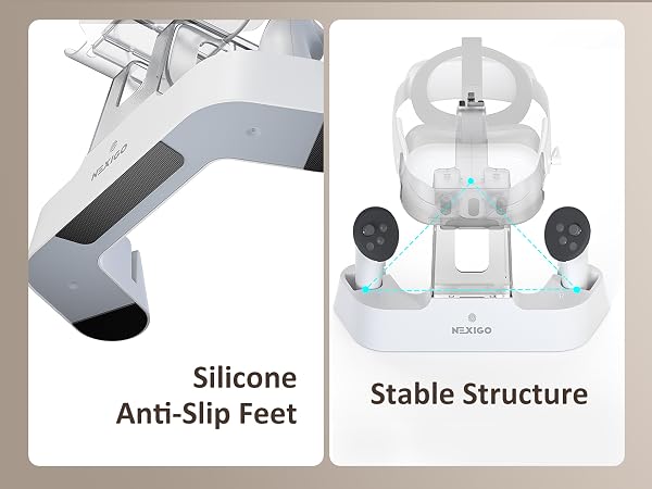 The bottom of the charging dock has a silicone anti-slip design and stable structure.