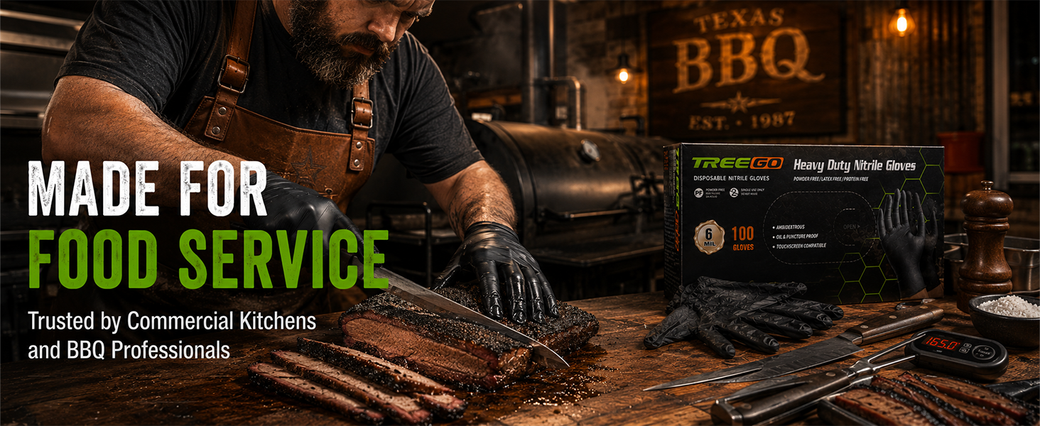Made for food service black 6mil nitrile gloves