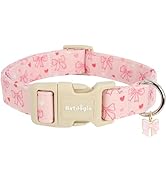 Astdogio Pink Bow Dog Collar, Adjustable Cotton Dog Collar for Small Medium Large Dogs, Cute Pupp...