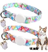 Unique style paws 2 Pack Kitten Collar Breakaway with Bell & Pendant, Adjustable Safety Cat Cotto...
