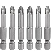 HARFINGTON 6pcs #2 Phillips Screwdriver Bit PH2 1/4" Hex Shank 2" (50mm) Long Magnetic S2 Steel I...