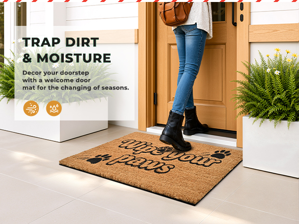 funny muddy coir welcome door mat natural fiber eco-friendly outdoor indoor outside doormat