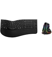 DELUX Full Size Ergonomic Split Keyboard and Vertical Mouse Combo, GM909 Wireless Split Keyboard ...
