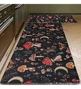 Rugs for Kitchen Floor 2PC Non Slip Anti Fatigue Butterfly Soft Standing Mat for Floor Black 17"x...