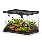 NEPTONION 12"x8"x8" Mini Reptile Glass Terrarium, Top-Opening Vivarium with Escape-Proof Lock & F...