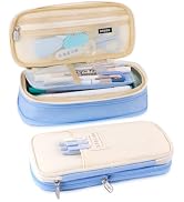iSuperb Foldable Pencil Case Zipper Big Capacity Aesthetic Canvas Pencil Pouch Compartments Stati...