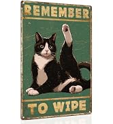 ALKB Bathroom Tuxedo Cat Sign - Remember to Wipe - Cat Lover Gift 8x12 Inch Vintage Metal Sign fo...