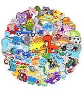 NICEVINYL Iron on Embroidered Patches for Boys: 60PCS Assorted Dinosaur Space Cars Patches for Cl...