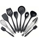Vayvnt Kitchen Utensils Set, 10-Piece Heat Resistant Silicone Utensils Set for Cooking, Non Toxic...