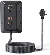 Surge Protector Power Strip with 6 Widely AC Outlets 4 USB Ports(2 USB C), 5 Ft Braided Power Cor...